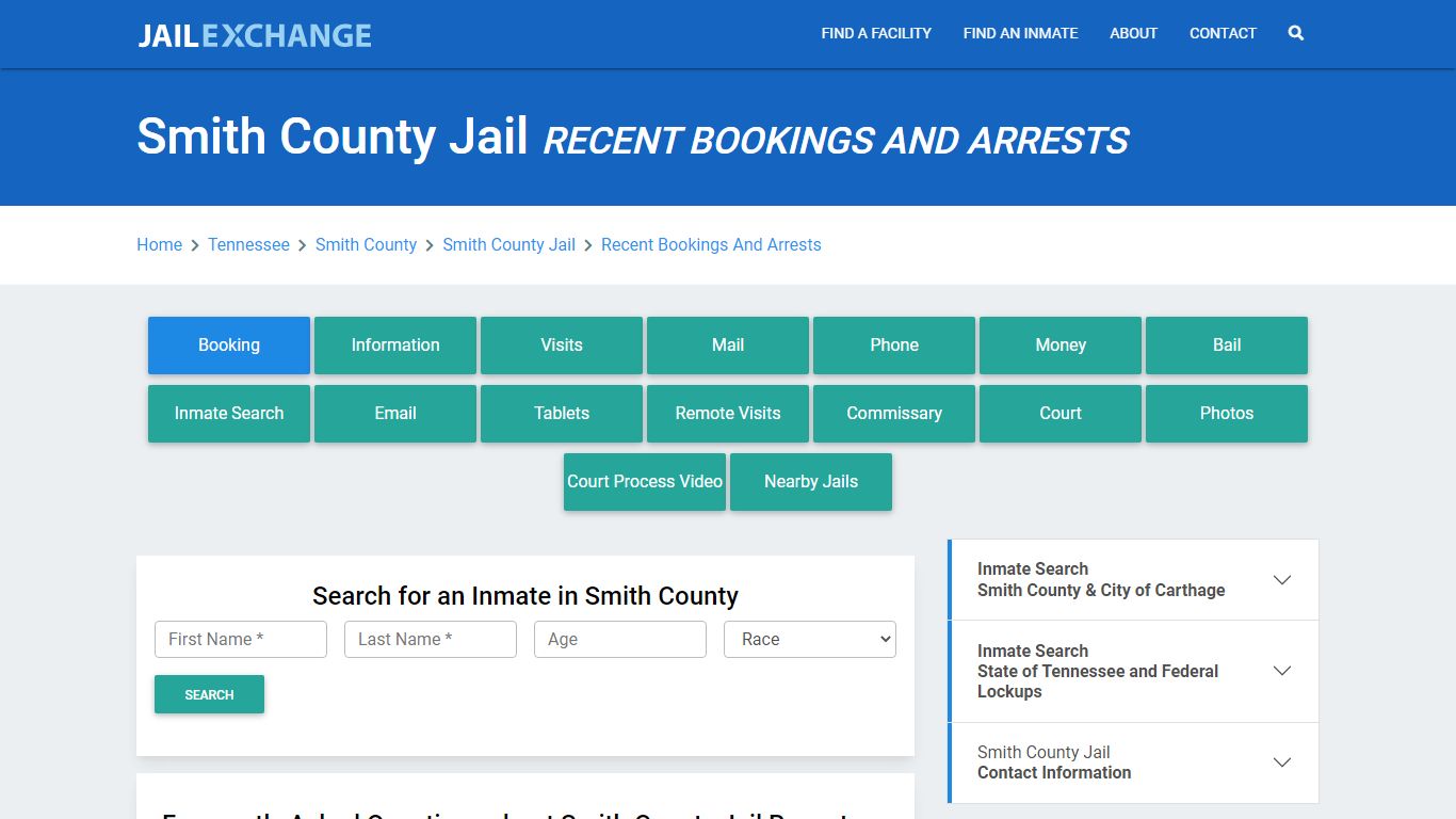 Smith County Jail TN Recent Arrests and Bookings - Jail Exchange